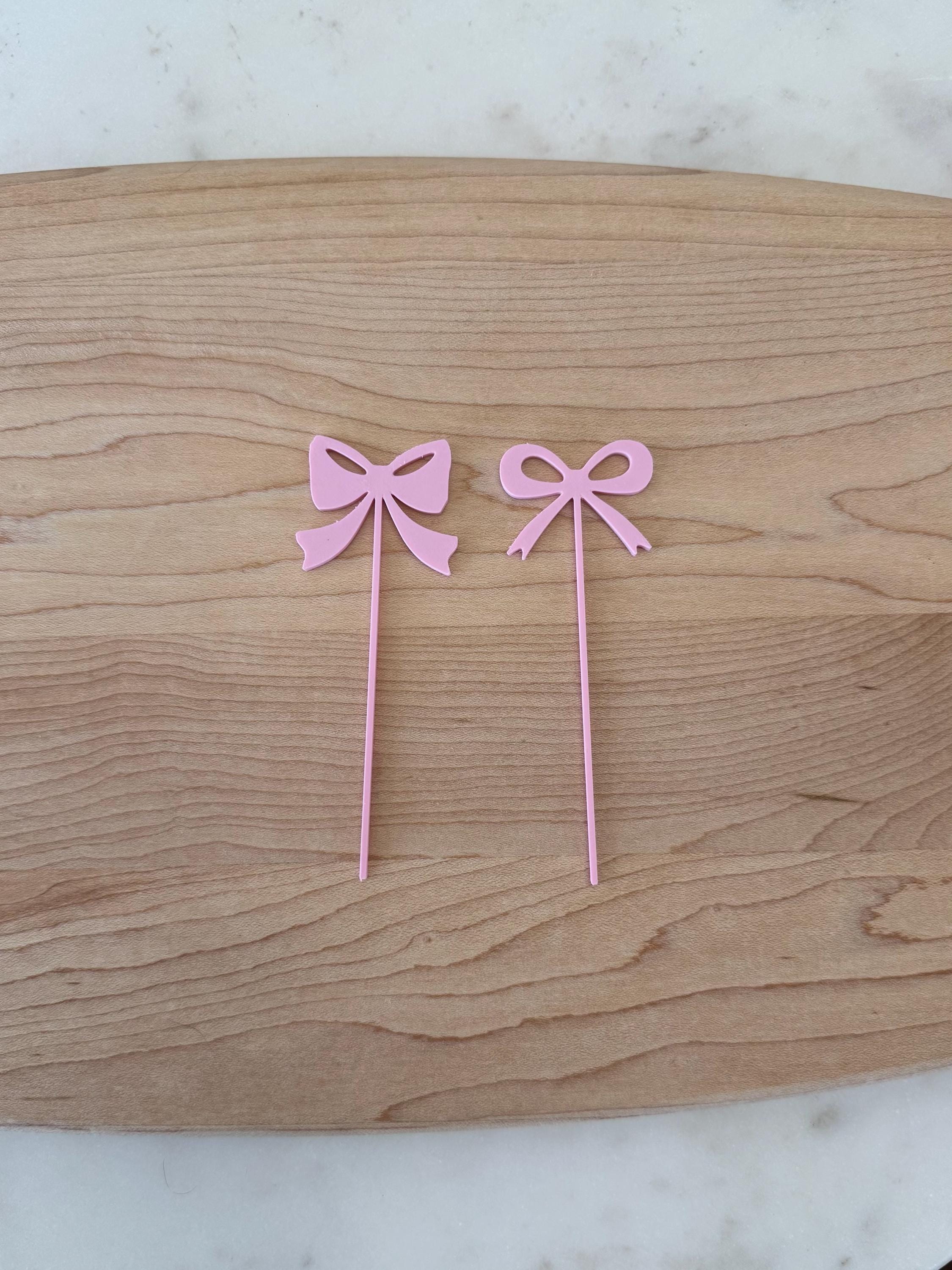 Pink Bow Cake Decoration Cupcake Topper (qty 6)