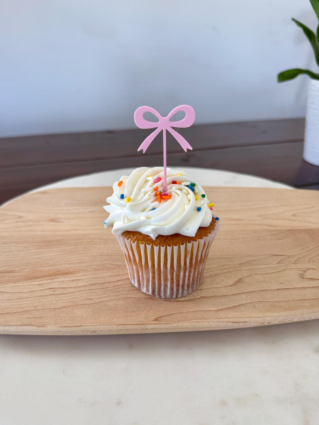 Pink Bow Cake Decoration Cupcake Topper (qty 6)