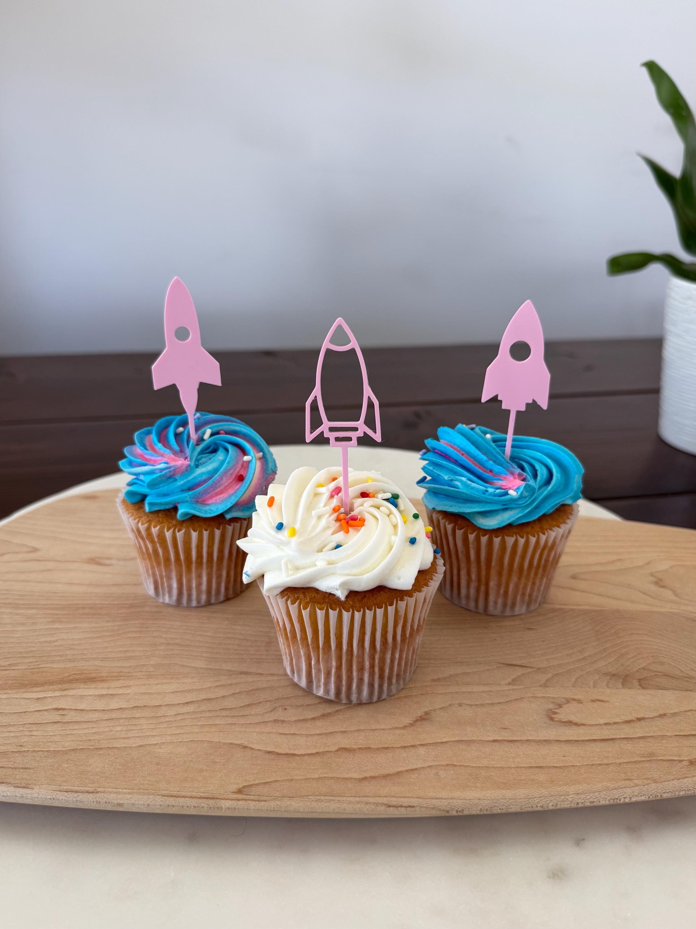 Rocket Ship Cupcake Toppers (qty 6)