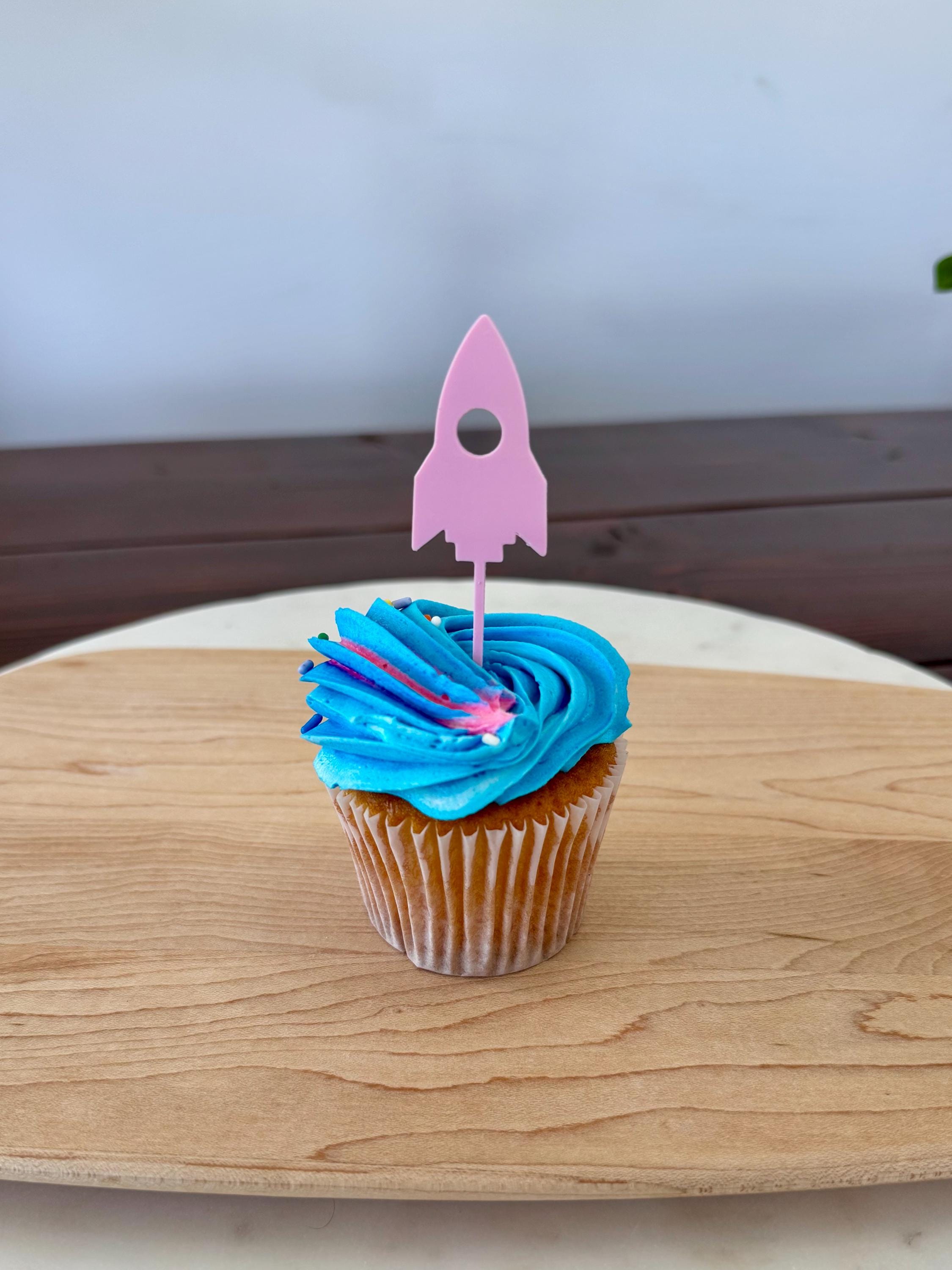 Rocket Ship Cupcake Toppers (qty 6)