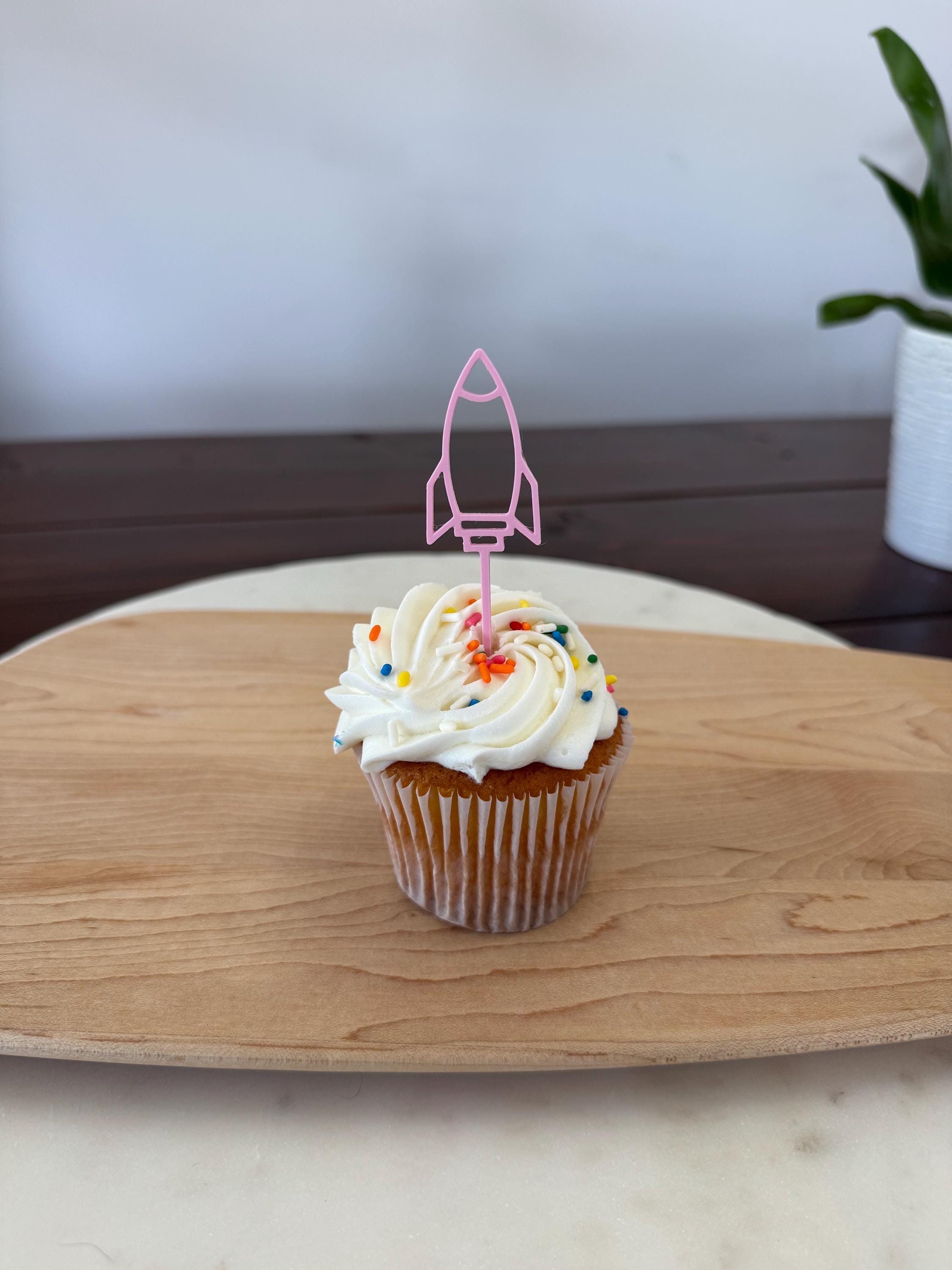 Rocket Ship Cupcake Toppers (qty 6)