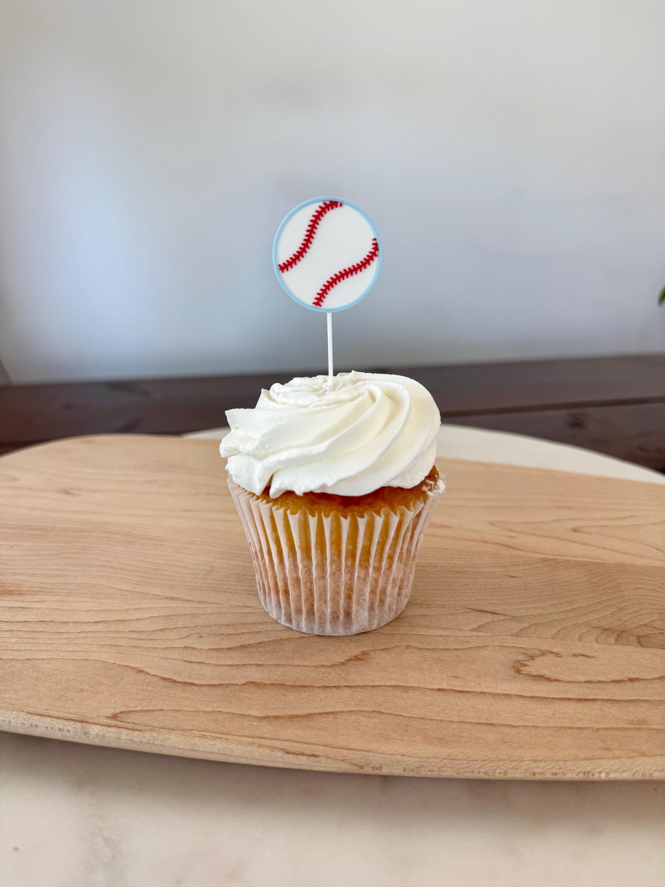Baseball Cupcake Toppers (qty 6)