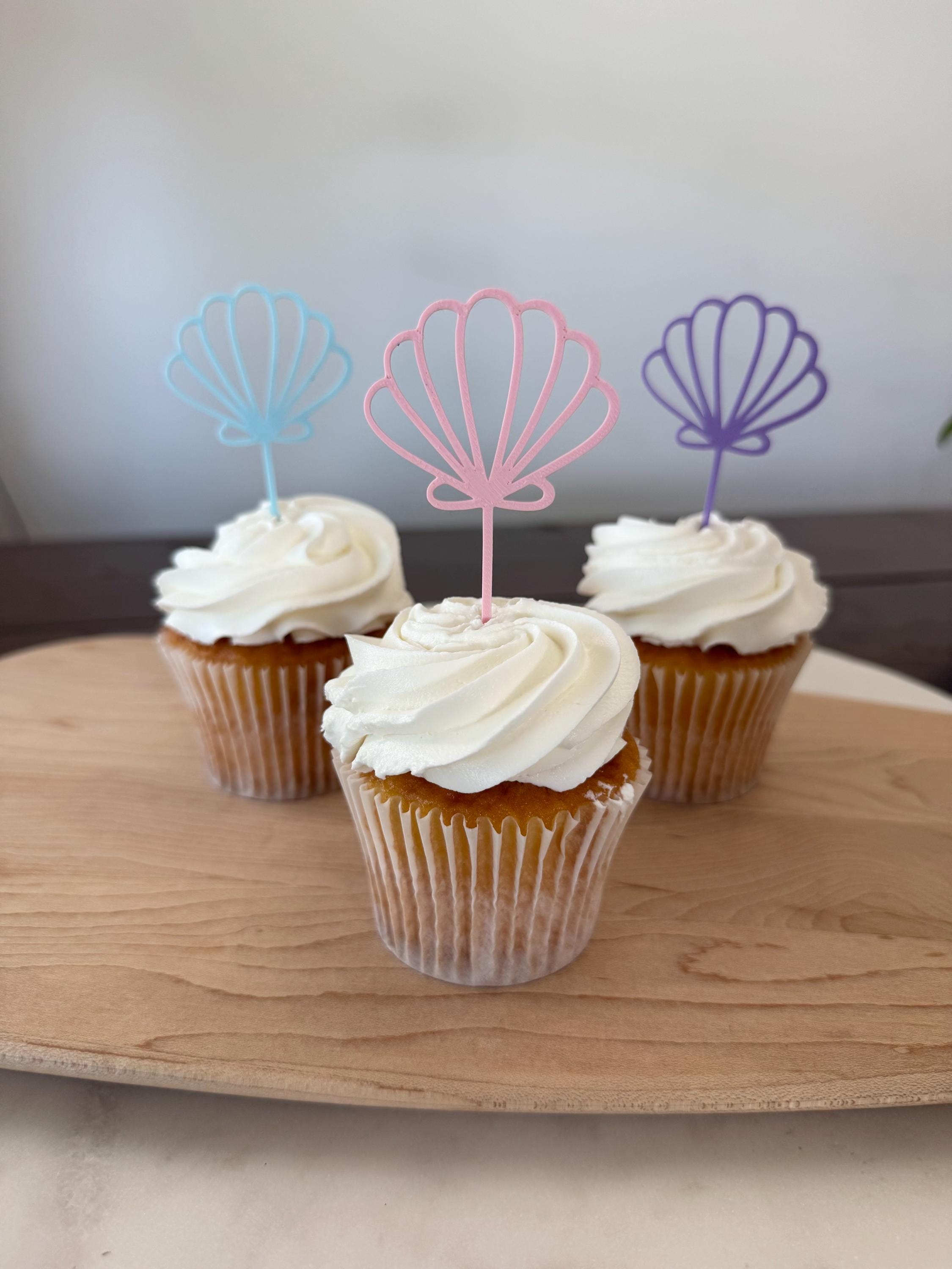 Seashell Cupcake Toppers Cake Decoration (qty 6)