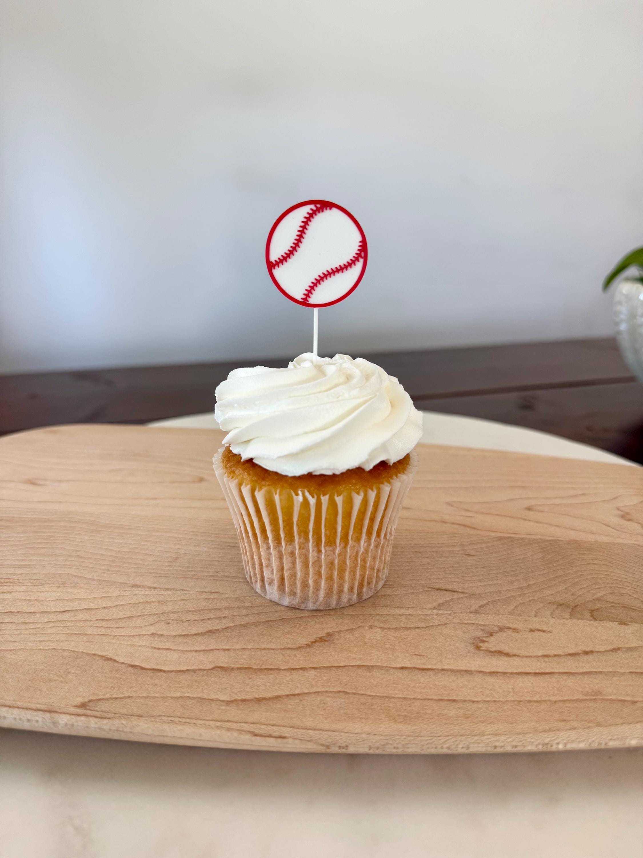 Baseball Cupcake Toppers (qty 6)