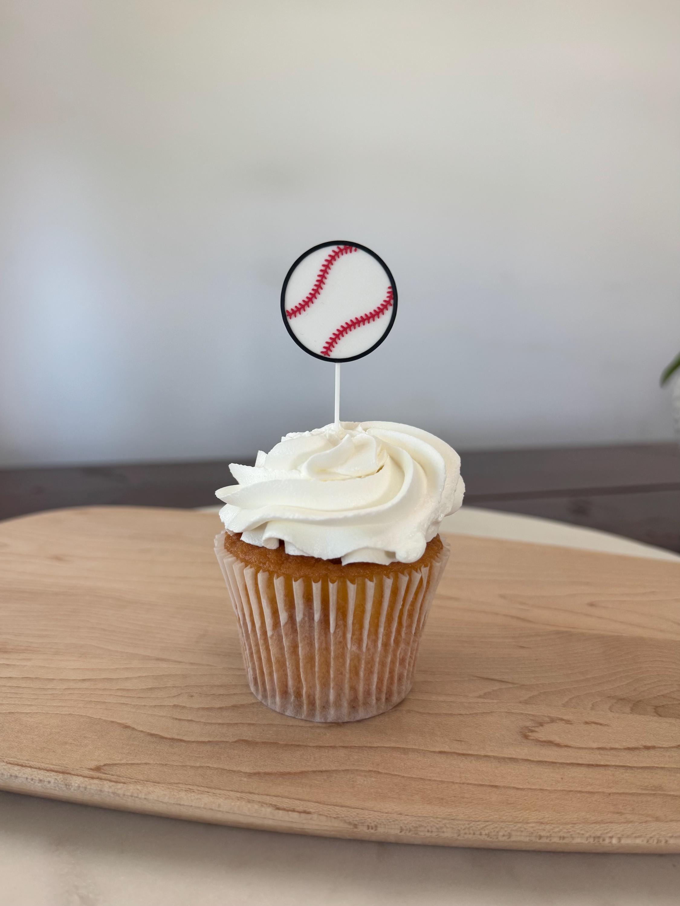 Baseball Cupcake Toppers (qty 6)